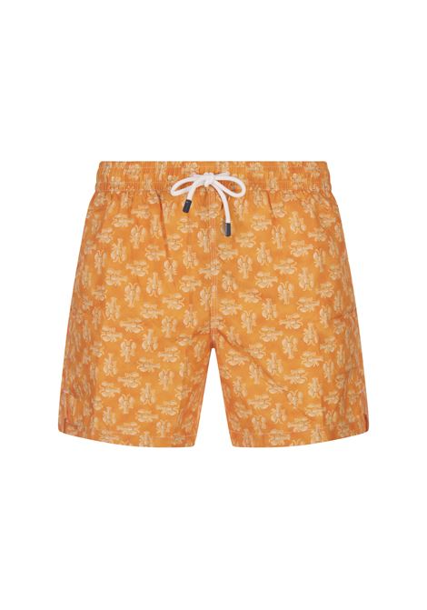 FEDELI Swim Shorts Arancioni Con Pattern Di Astici - FEDELI