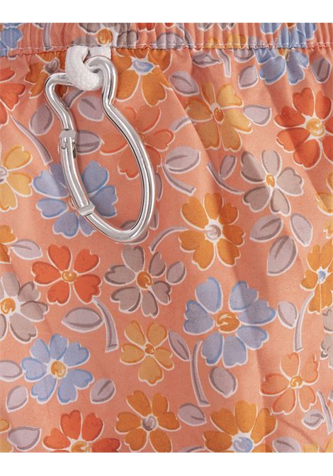 FEDELI Swim Shorts Arancioni Con Pattern Di Fiori Multicolor - FEDELI