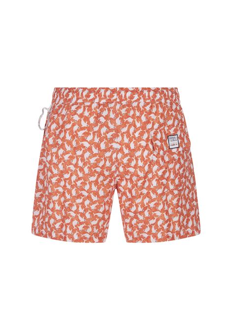 FEDELI Swim Shorts Arancioni Con Pattern Di Foche - FEDELI