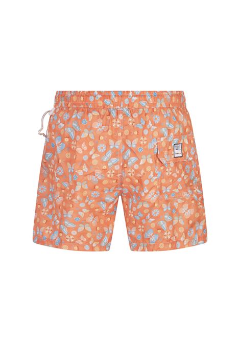 FEDELI Swim Shorts Arancioni Con Stampa Farfalle - FEDELI