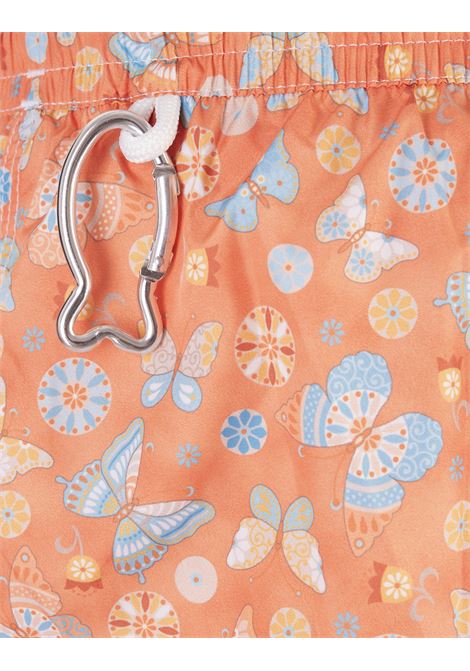 FEDELI Swim Shorts Arancioni Con Stampa Farfalle - FEDELI