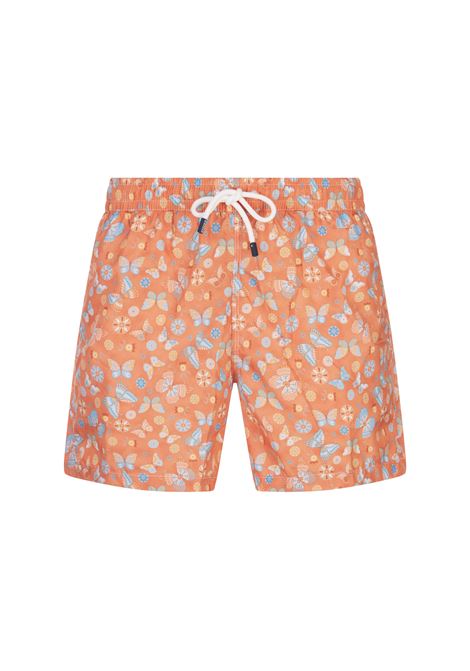 FEDELI Swim Shorts Arancioni Con Stampa Farfalle - FEDELI