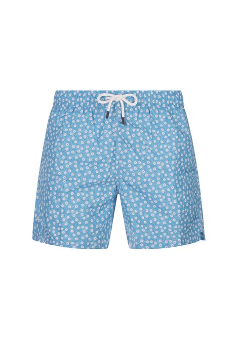 FEDELI Swim Shorts Azzurri Con Micro Pattern Margherite - FEDELI