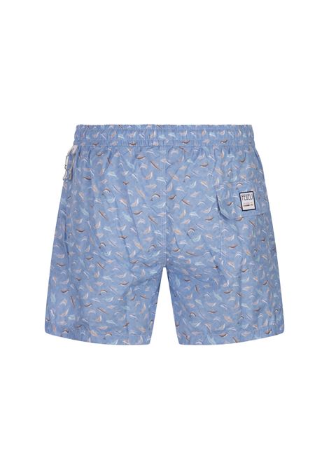 FEDELI Swim Shorts Azzurri Con Pattern Delfini - FEDELI