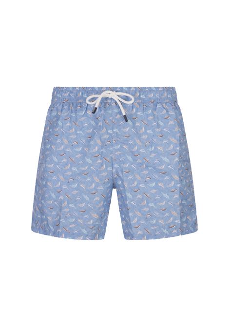 FEDELI Swim Shorts Azzurri Con Pattern Delfini - FEDELI