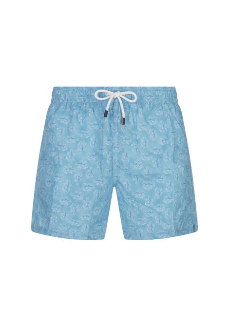 FEDELI Swim Shorts Azzurri Con Pattern Di Astici - FEDELI