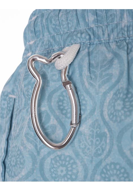 FEDELI Swim Shorts Azzurri Con Pattern Di Fiori E Foglie - FEDELI