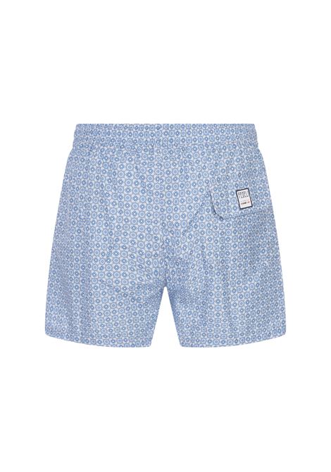 FEDELI Swim Shorts Azzurri Con Pattern Di Fiori - FEDELI