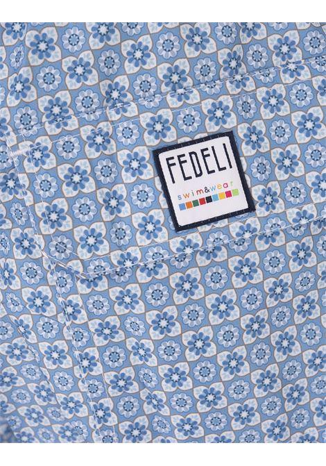 FEDELI Swim Shorts Azzurri Con Pattern Di Fiori - FEDELI