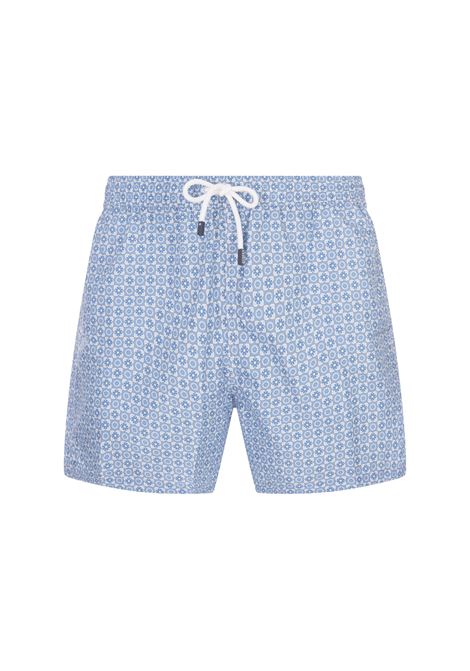 FEDELI Swim Shorts Azzurri Con Pattern Di Fiori - FEDELI