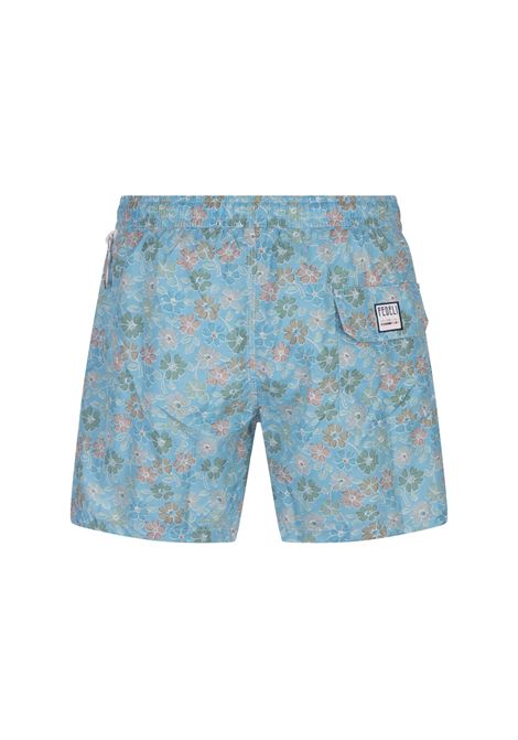 FEDELI Swim Shorts Azzurri Con Pattern Di Fiori Multicolor - FEDELI