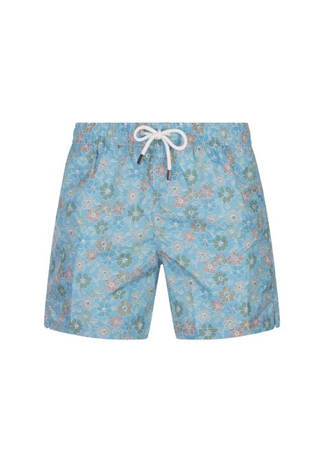 FEDELI Swim Shorts Azzurri Con Pattern Di Fiori Multicolor - FEDELI