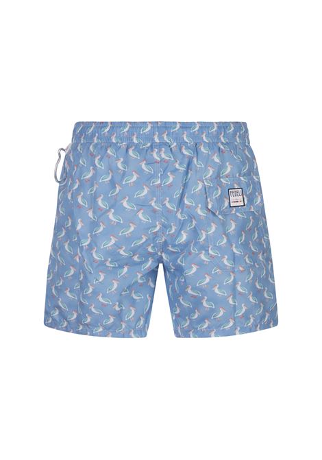 FEDELI Swim Shorts Azzurri Con Pattern Di Pellicani - FEDELI
