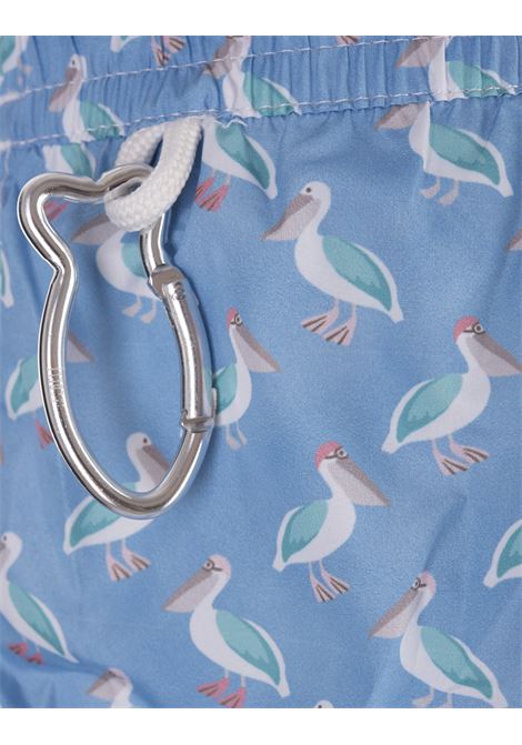 FEDELI Swim Shorts Azzurri Con Pattern Di Pellicani - FEDELI