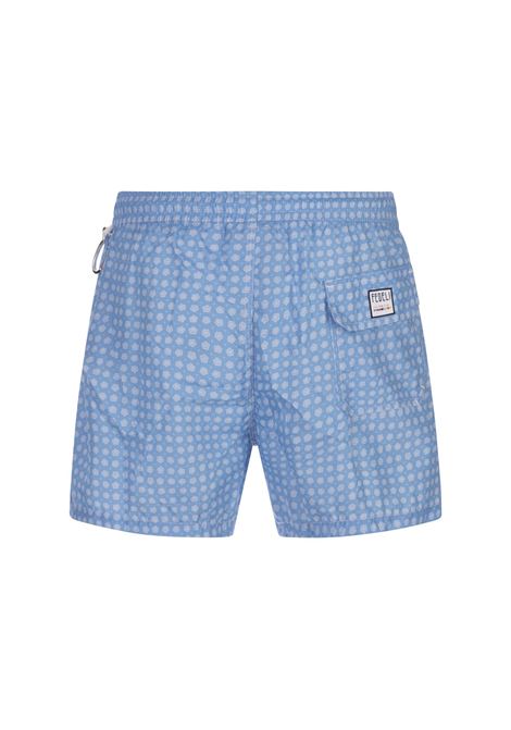 FEDELI Swim Shorts Azzurro Cielo Con Micro Pattern Di Fiori - FEDELI