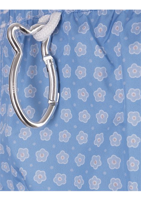 FEDELI Swim Shorts Azzurro Cielo Con Micro Pattern Di Fiori - FEDELI