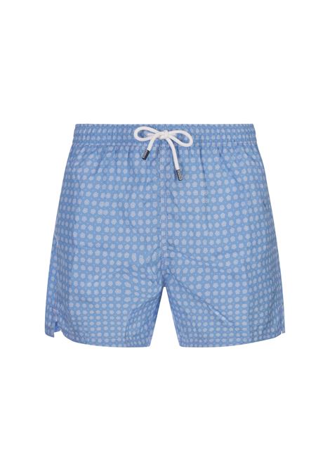 FEDELI Swim Shorts Azzurro Cielo Con Micro Pattern Di Fiori - FEDELI