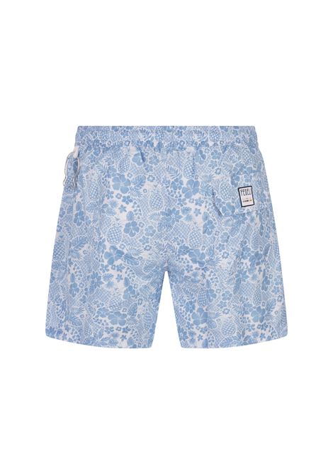 FEDELI Swim Shorts Azzurro Con Pattern Tropicale - FEDELI