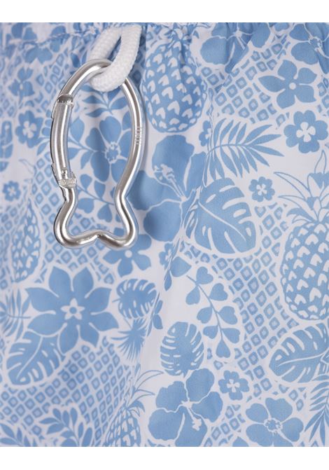 FEDELI Swim Shorts Azzurro Con Pattern Tropicale - FEDELI