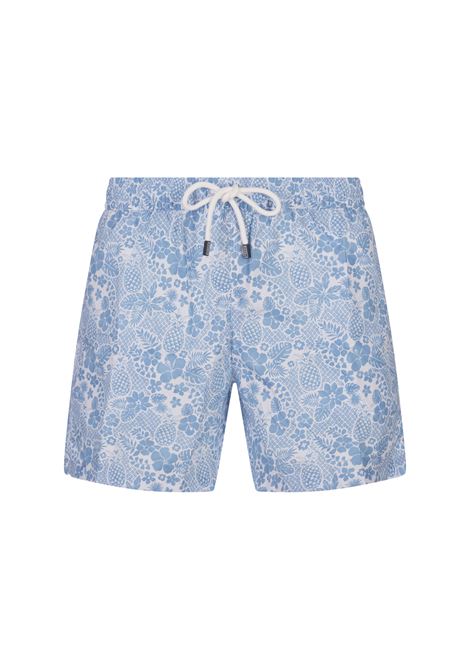 FEDELI Swim Shorts Azzurro Con Pattern Tropicale - FEDELI