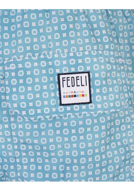 FEDELI Swim Shorts Celesti Con Micro Pattern - FEDELI
