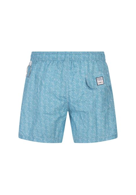 FEDELI Swim Shorts Celesti Con Micro Pattern - FEDELI