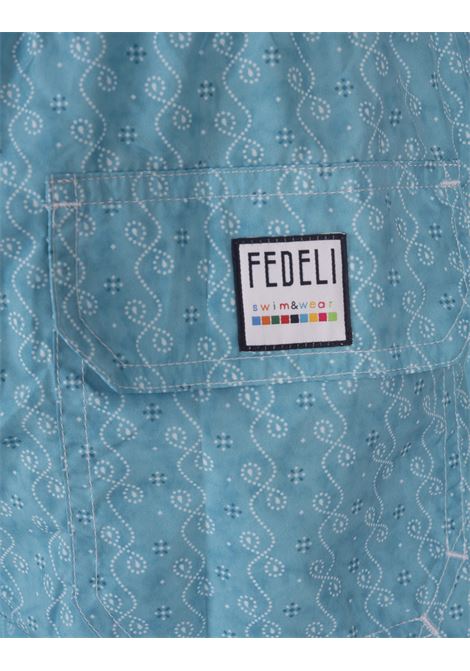 FEDELI Swim Shorts Celesti Con Micro Pattern - FEDELI
