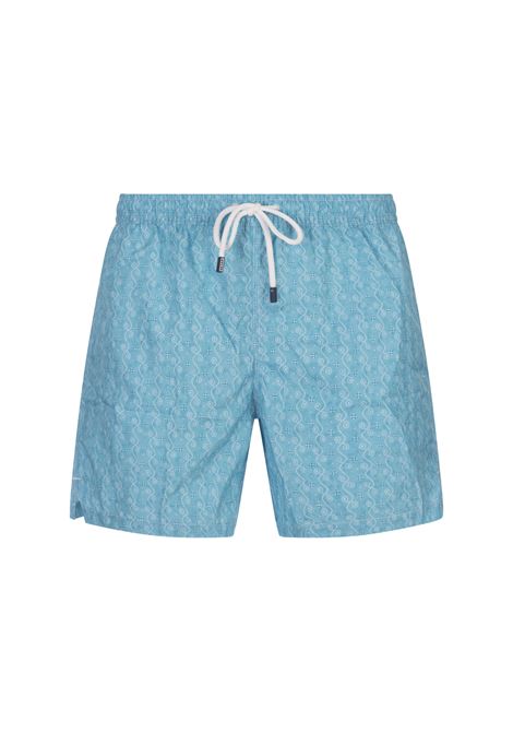 FEDELI Swim Shorts Celesti Con Micro Pattern - FEDELI