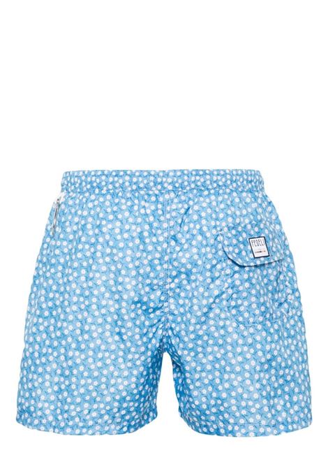 FEDELI Swim Shorts Celesti Con Micro Pattern Margherite - FEDELI
