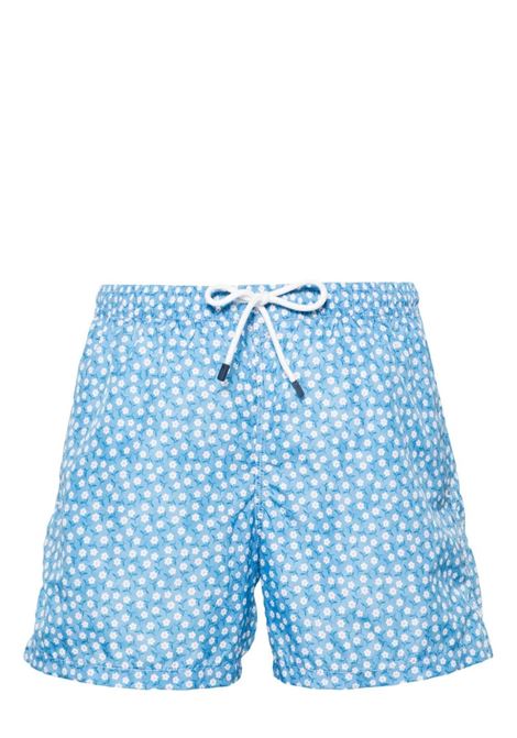 FEDELI Swim Shorts Celesti Con Micro Pattern Margherite - FEDELI