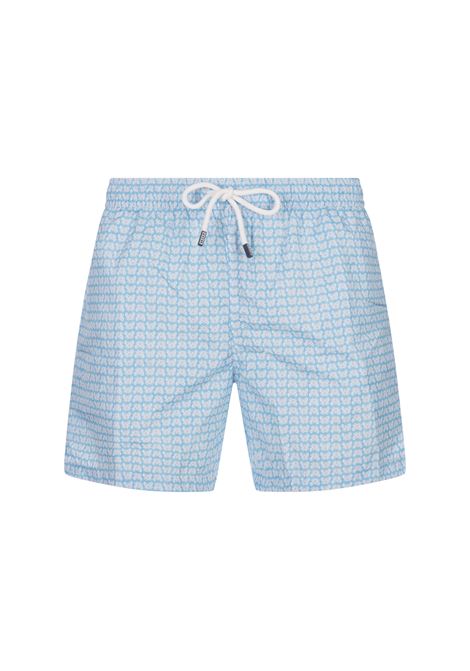 FEDELI Swim Shorts Celesti Con Pattern di Granchi - FEDELI