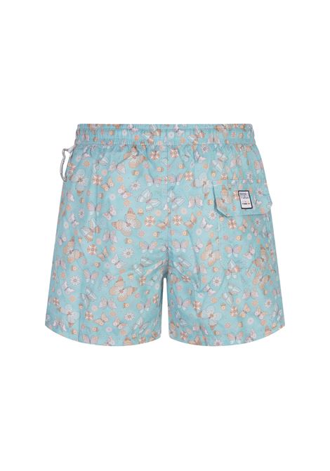 FEDELI Swim Shorts Celesti Con Stampa Farfalle - FEDELI
