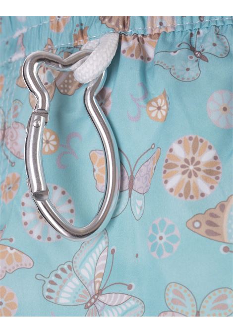 FEDELI Swim Shorts Celesti Con Stampa Farfalle - FEDELI