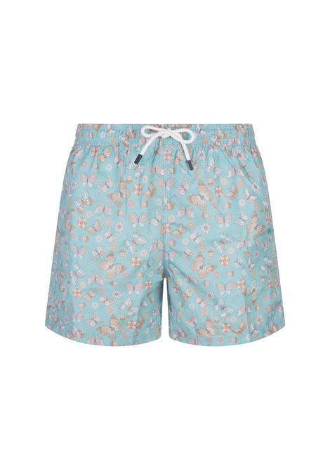 FEDELI Swim Shorts Celesti Con Stampa Farfalle - FEDELI