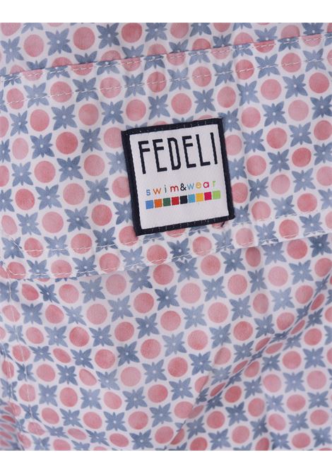 FEDELI Swim Shorts Con Micro Pattern Di Pois E Fiori - FEDELI