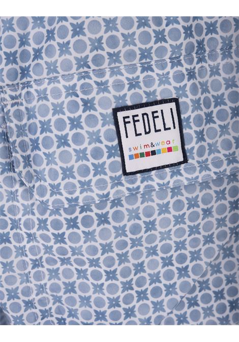 FEDELI Swim Shorts Con Micro Pattern Di Pois E Fiori - FEDELI