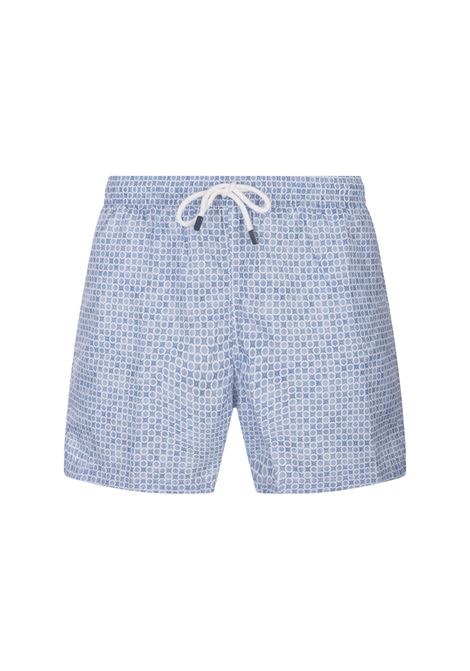 FEDELI Swim Shorts Con Micro Pattern Di Pois e Fiori - FEDELI