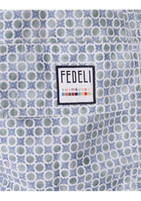 FEDELI Swim Shorts Con Micro Pattern Di Pois E Fiori - FEDELI