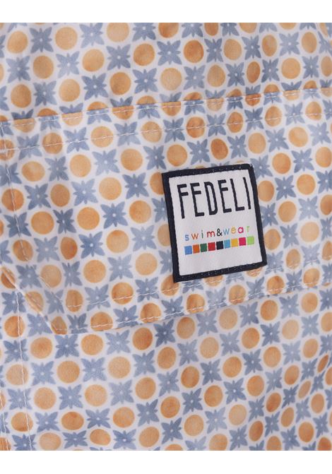 FEDELI Swim Shorts Con Micro Pattern Di Pois E Fiori - FEDELI