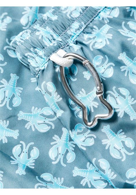 FEDELI Swim Shorts Petrolio Con Pattern Aragoste - FEDELI