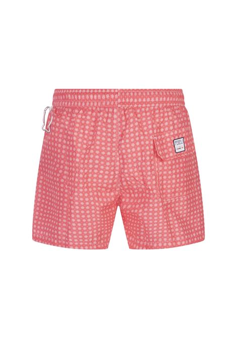 FEDELI Swim Shorts Rossi Con Micro Pattern Di Fiori - FEDELI