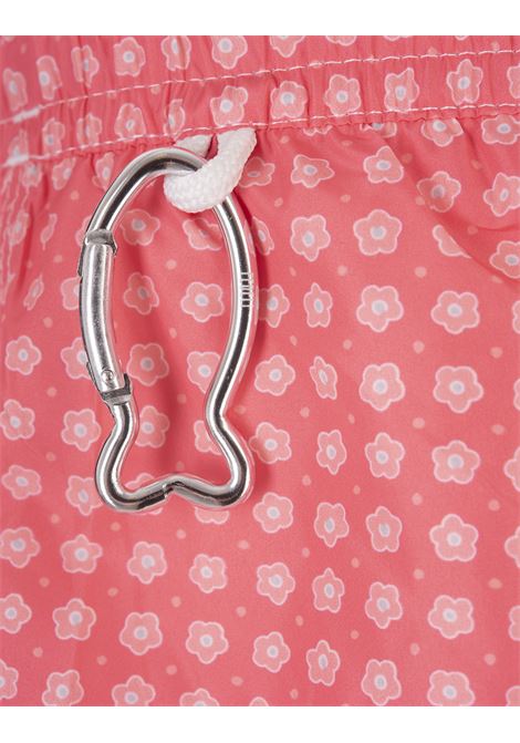 FEDELI Swim Shorts Rossi Con Micro Pattern Di Fiori - FEDELI