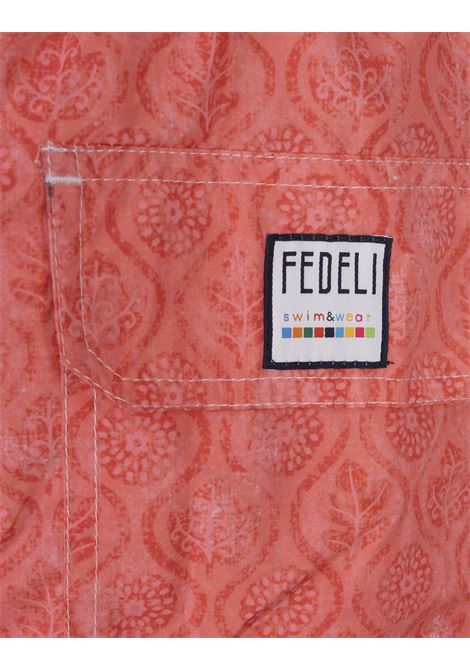 FEDELI Swim Shorts Rossi Con Pattern Di Fiori E Foglie - FEDELI