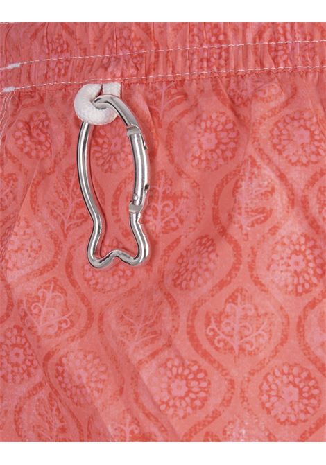 FEDELI Swim Shorts Rossi Con Pattern Di Fiori E Foglie - FEDELI