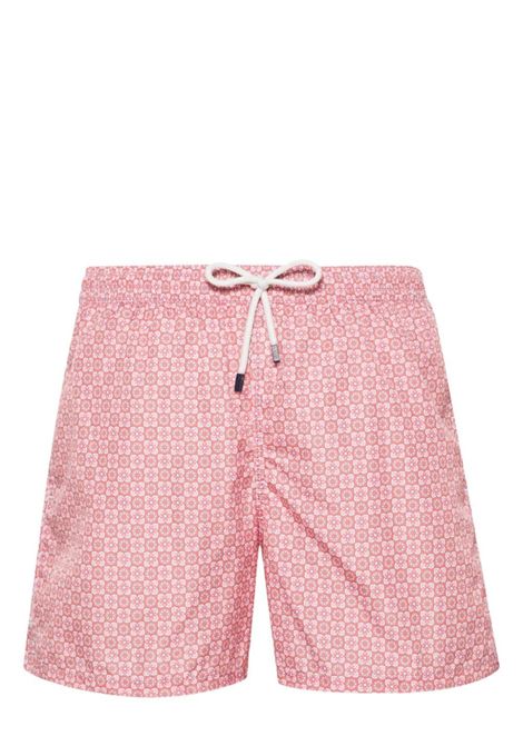 FEDELI Swim Shorts Rossi Con Pattern Di Fiori - FEDELI