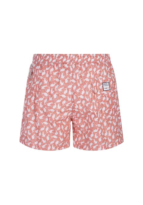 FEDELI Swim Shorts Rossi Con Pattern Di Foche - FEDELI