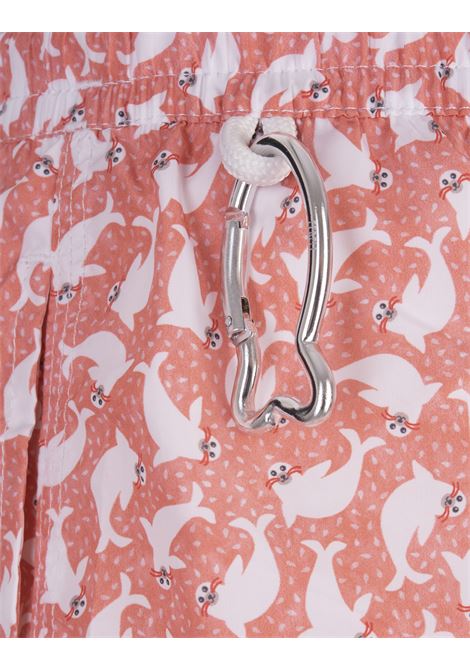 FEDELI Swim Shorts Rossi Con Pattern Di Foche - FEDELI