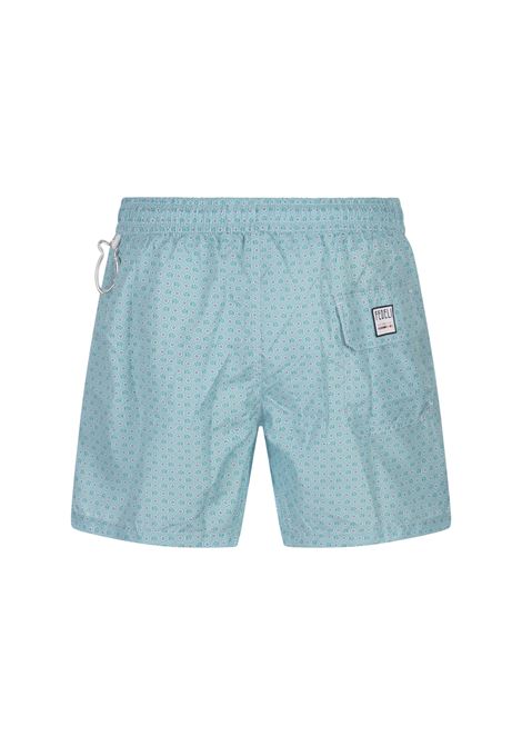 FEDELI Swim Shorts Turchesi Con Pattern Elefanti E Fiori - FEDELI