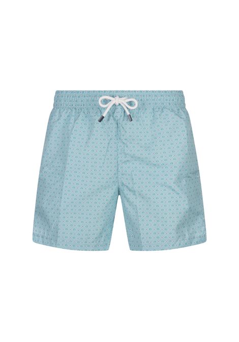 FEDELI Swim Shorts Turchesi Con Pattern Elefanti e Fiori - FEDELI