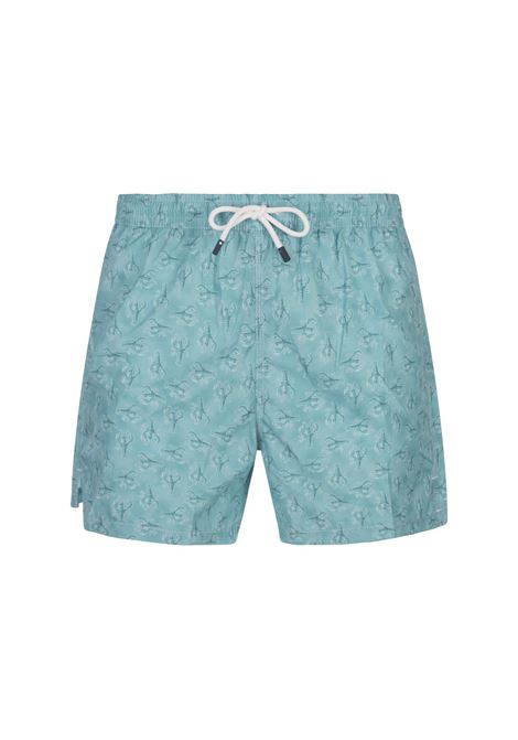 FEDELI Swim Shorts Verdi Con Pattern Di Astici - FEDELI